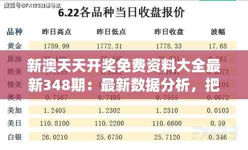 新澳天天开奖免费资料大全最新348期:最新数据分析,把握开奖脉搏