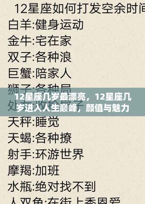 揭秘十二星座的颜值巅峰与人生巅峰,光辉岁月的星座魅力解析