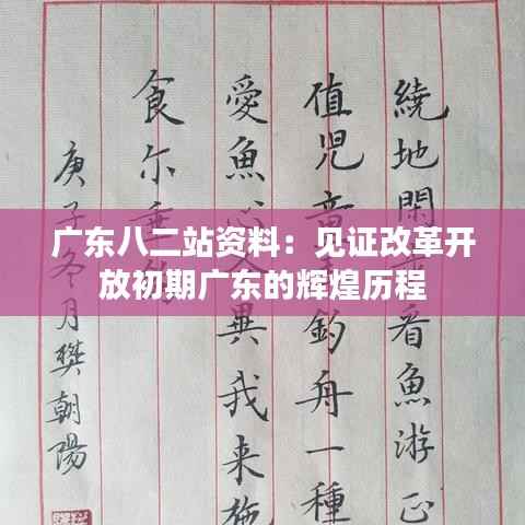 广东八二站资料:见证改革开放初期广东的辉煌历程