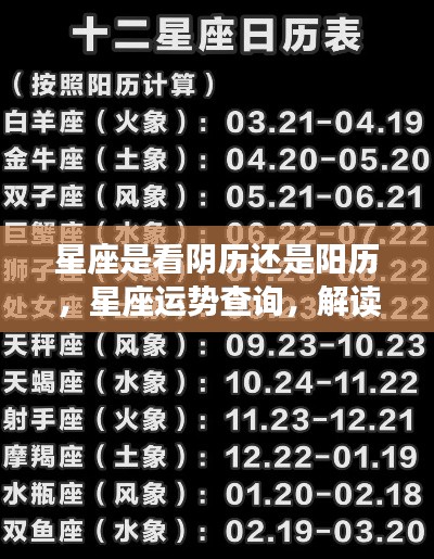 星座时间解析,阴历还是阳历?运势查询与解读指南
