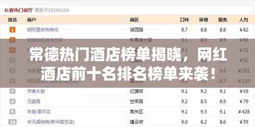 常德热门酒店榜单揭晓,网红酒店前十名排名榜单来袭!