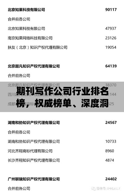 期刊写作公司行业排名榜,权威榜单、深度洞察!