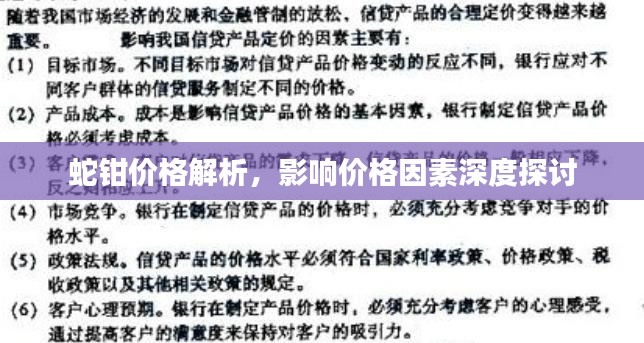 蛇钳价格解析,影响价格因素深度探讨